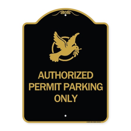 Signmission Authorized Church Parking W/ Graphic, Black & Gold Aluminum Sign, 18" x 24", BG-1824-24331 A-DES-BG-1824-24331